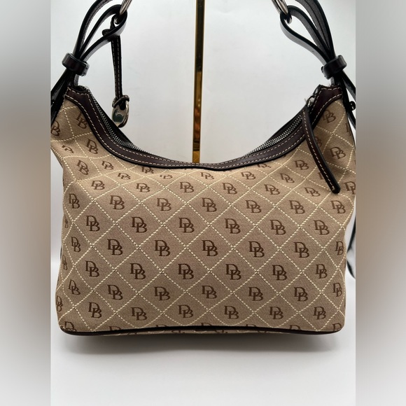 Brown Dooney & Bourke Canvas Monogram with Leather Trim Hobo - Picture 2 of 15